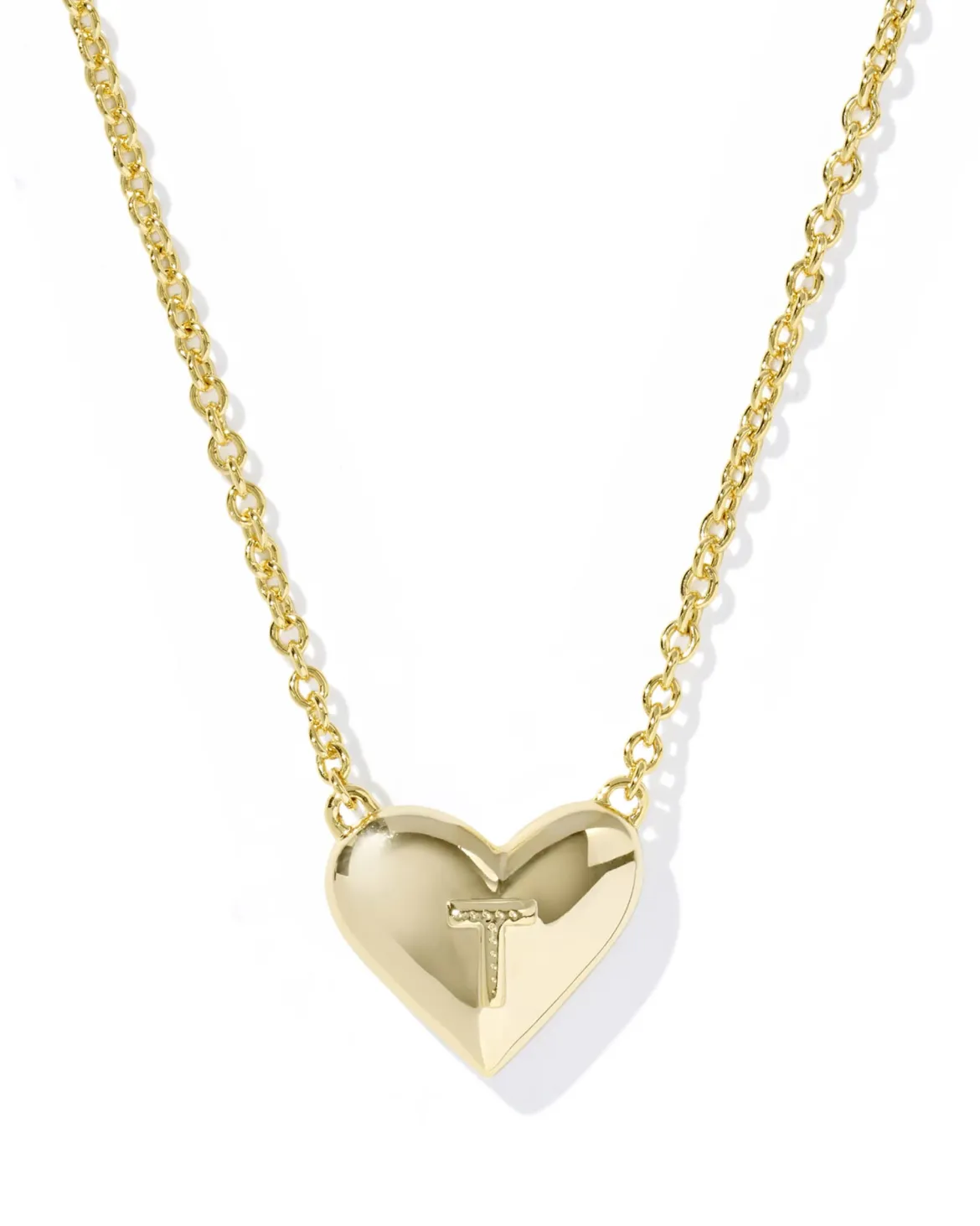 Ari Heart Letter T Gold Short Pendant Necklace
