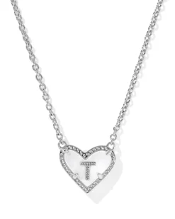 Ari Heart Letter T Silver Short Pendant Necklace