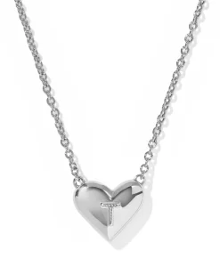 Ari Heart Letter T Silver Short Pendant Necklace