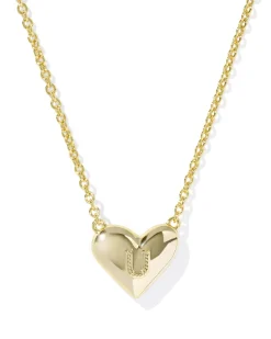 Ari Heart Letter U Gold Short Pendant Necklace
