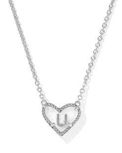 Ari Heart Letter U Silver Short Pendant Necklace