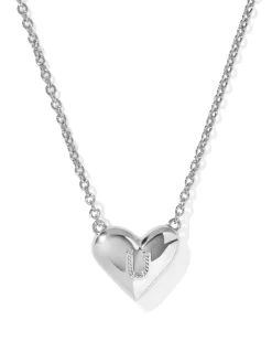 Ari Heart Letter U Silver Short Pendant Necklace