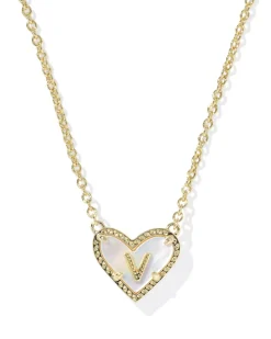 Ari Heart Letter V Gold Short Pendant Necklace