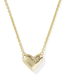 Ari Heart Letter V Gold Short Pendant Necklace