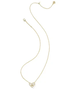 Ari Heart Letter W Gold Short Pendant Necklace
