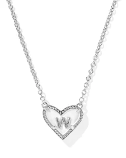 Ari Heart Letter W Silver Short Pendant Necklace
