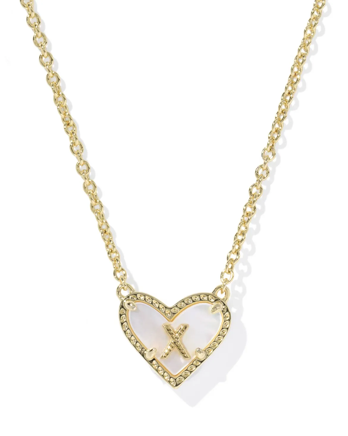 Ari Heart Letter X Gold Short Pendant Necklace