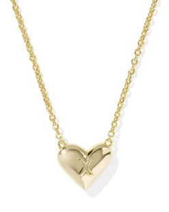 Ari Heart Letter X Gold Short Pendant Necklace