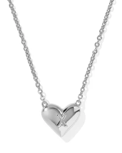 Ari Heart Letter X Silver Short Pendant Necklace