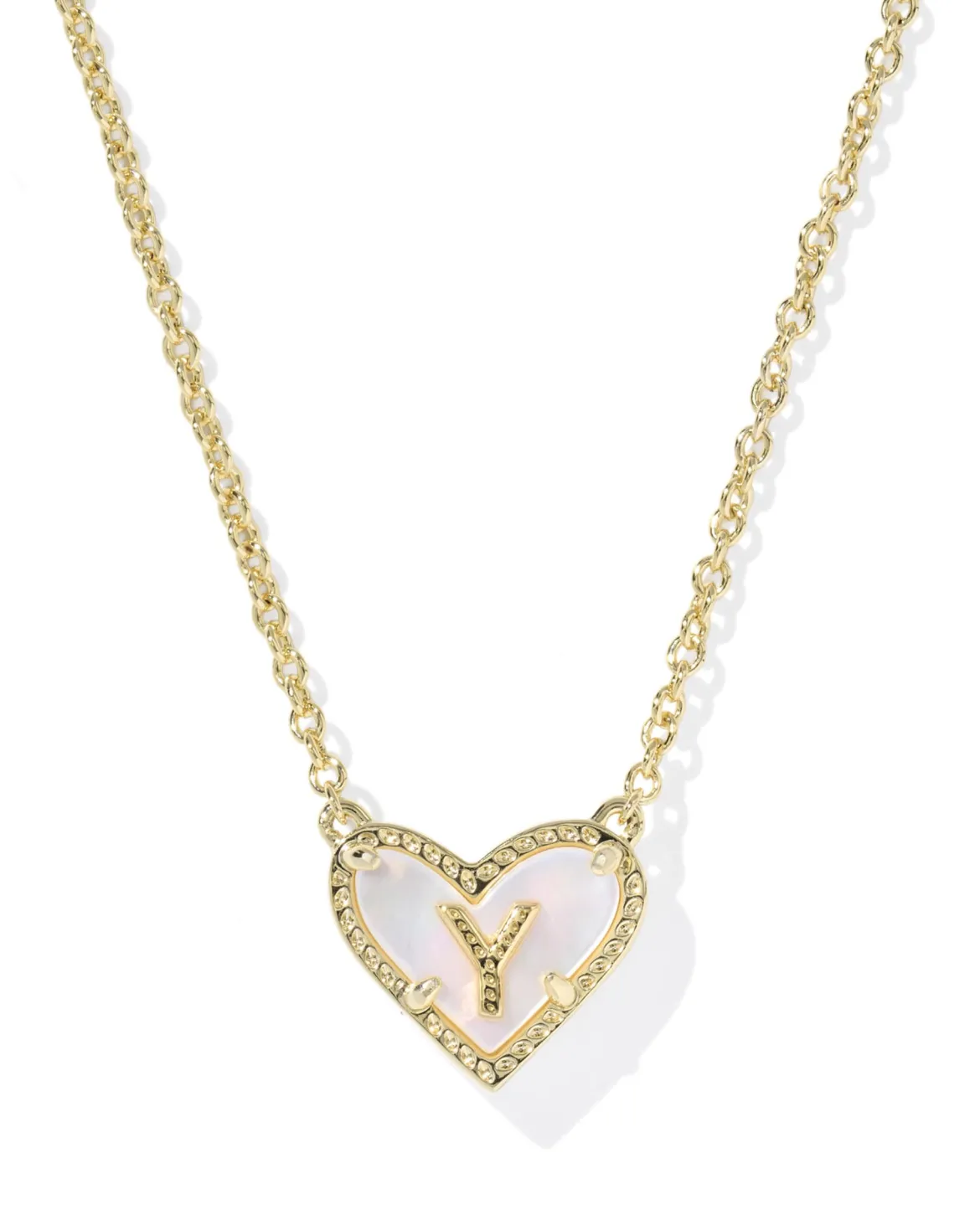 Ari Heart Letter Y Gold Short Pendant Necklace
