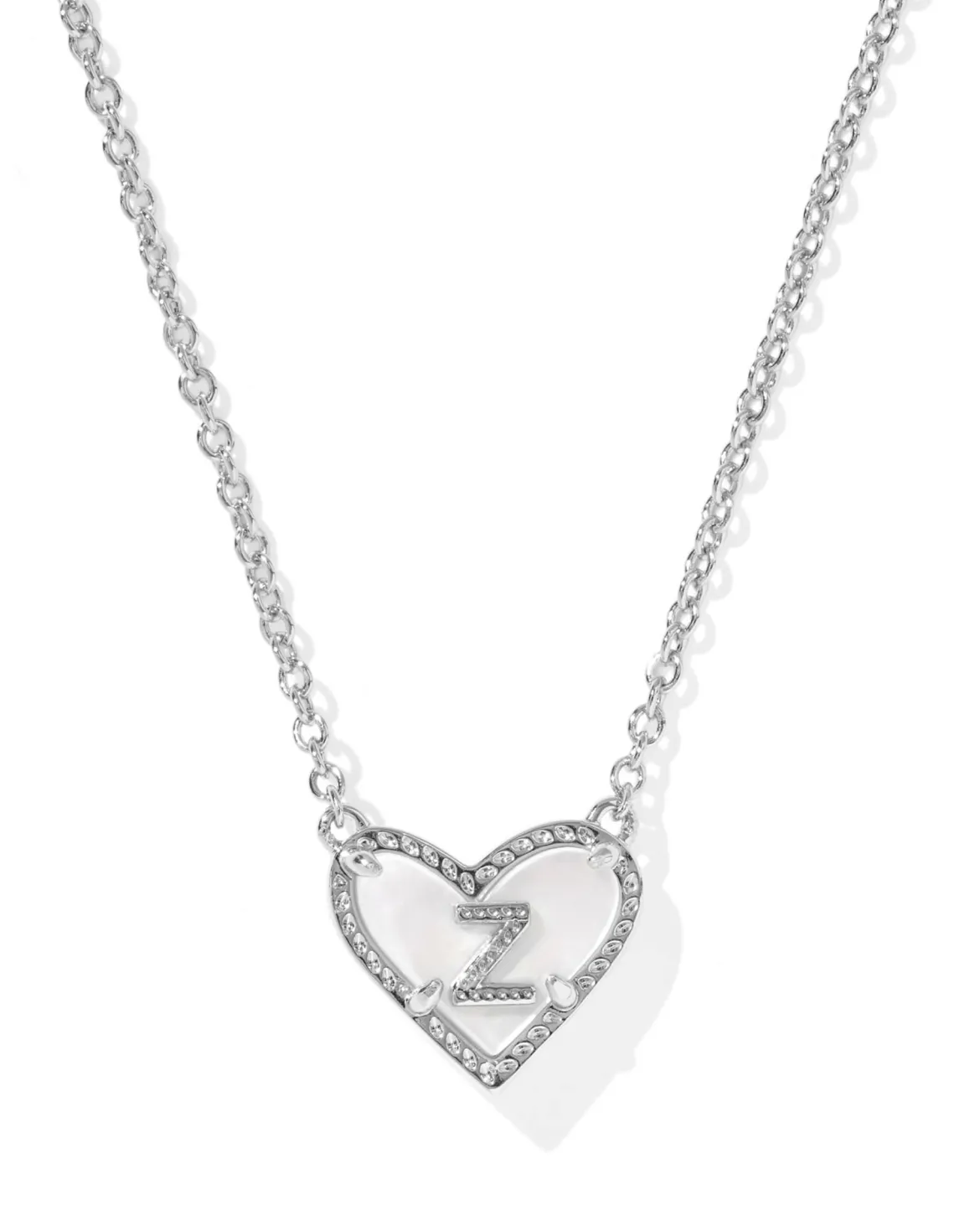 Ari Heart Letter Z Silver Short Pendant Necklace