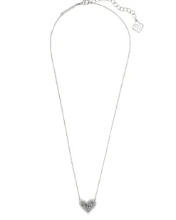 Ari Heart Silver Extended Length Pendant Necklace in Platinum Drusy