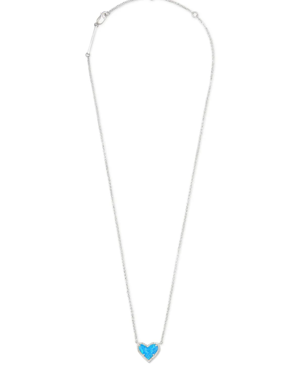 Ari Heart Silver Pendant Necklace in Ocean Lab Grown Opal