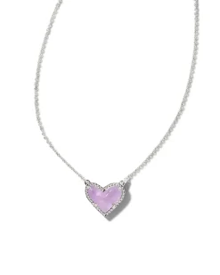Ari Heart Silver Pendant Necklace in Amethyst