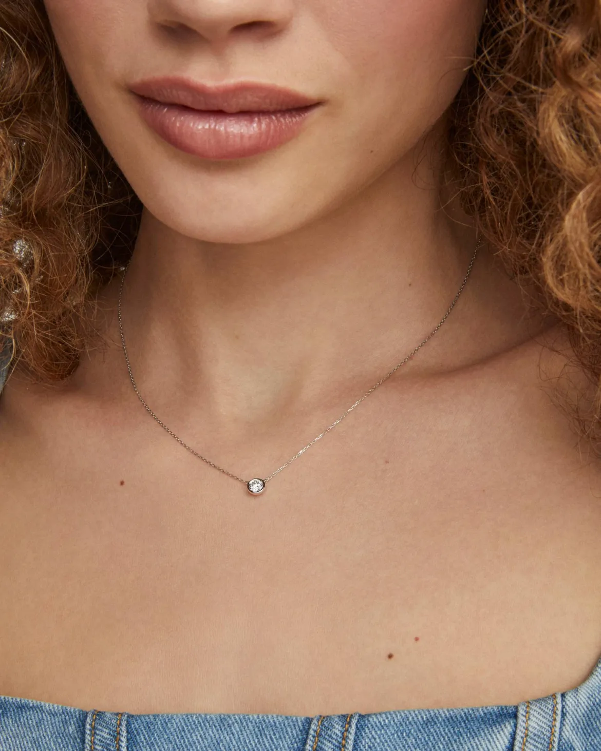 Audrey 14k White Gold Pendant Necklace in White Diamond, 0.07ct