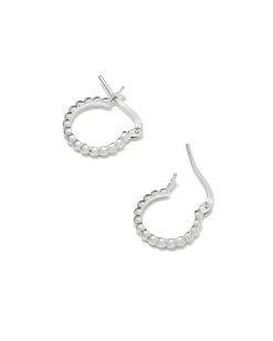 Beaded 13mm Huggie Earrings in Sterling Silver