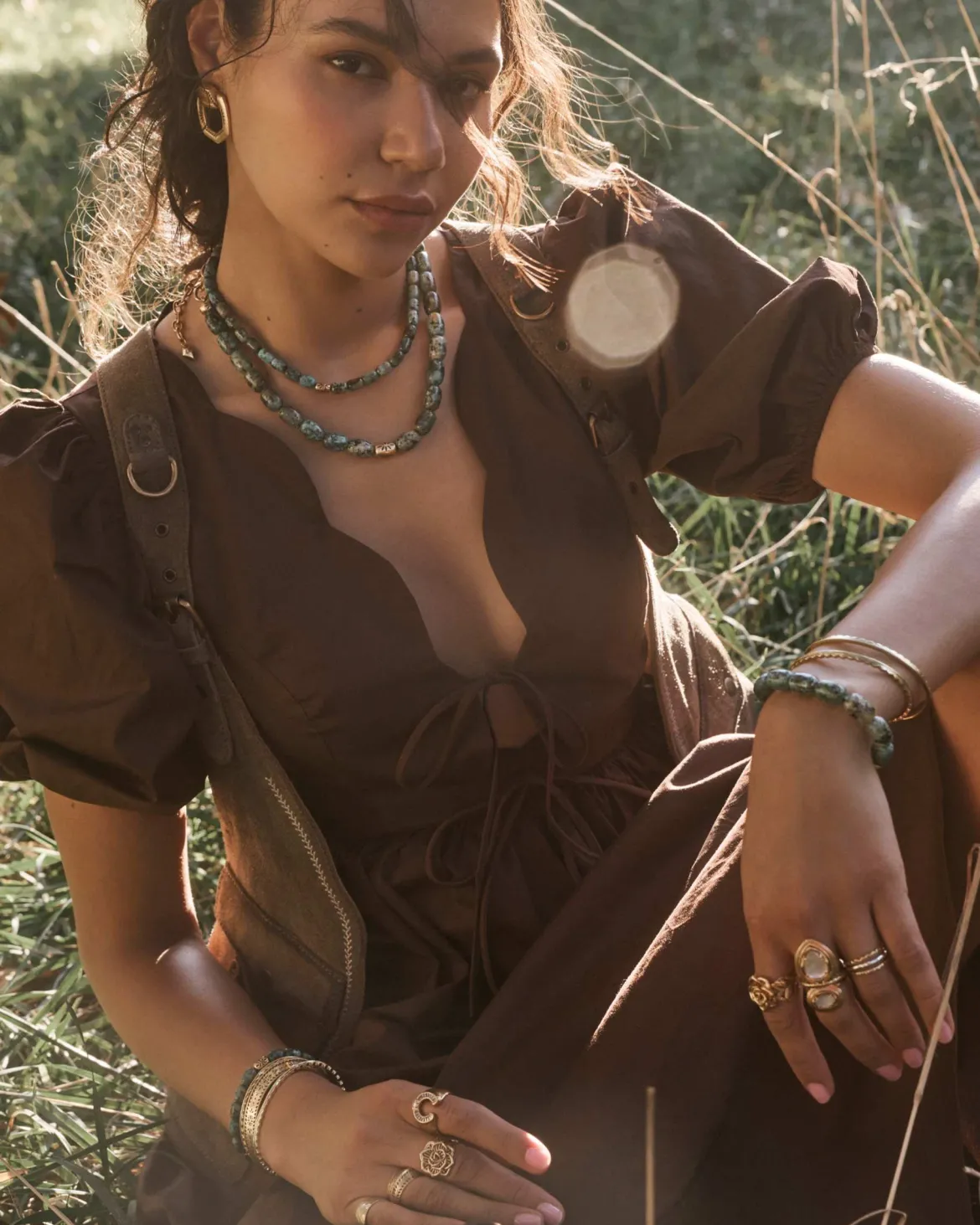 Beaded Vintage Gold Statement Collar Necklace
