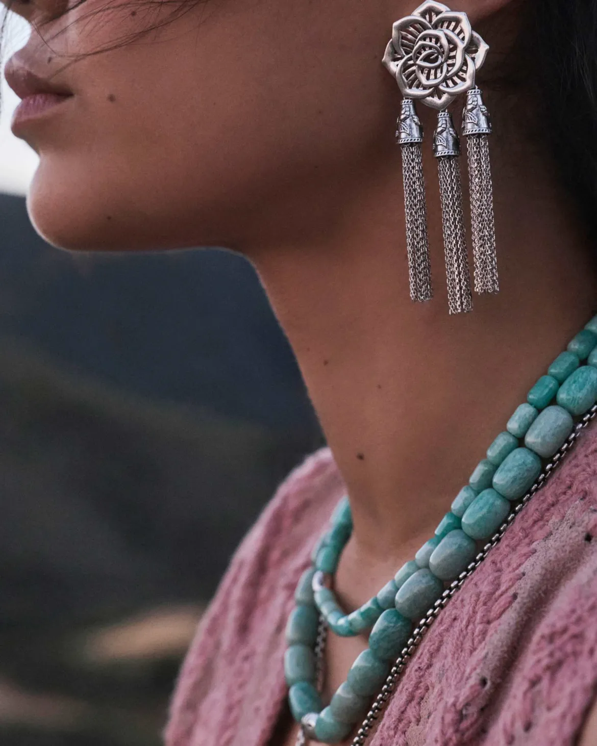 Beaded Vintage Silver Collar Necklace