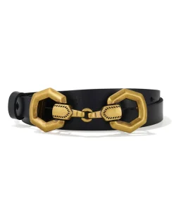 Beau Horse Bit Vintage Gold Belt in Black