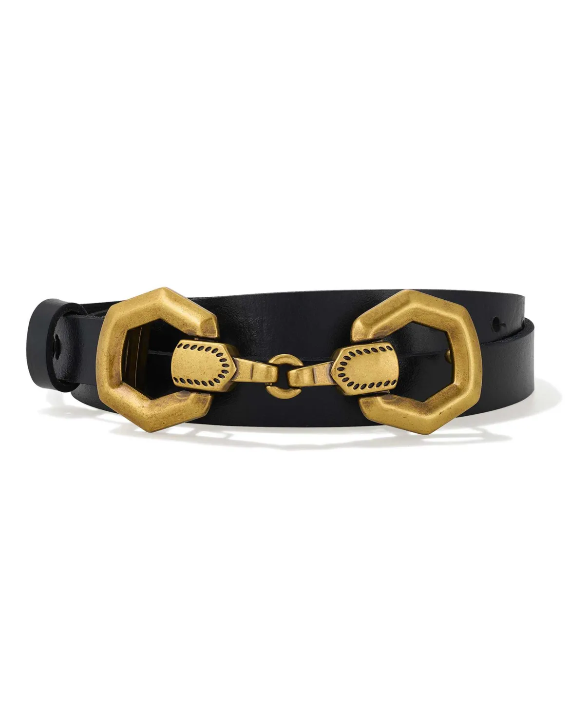 Beau Horse Bit Vintage Gold Belt in Black