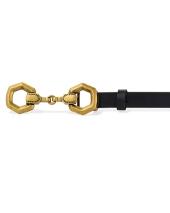 Beau Horse Bit Vintage Gold Belt in Black