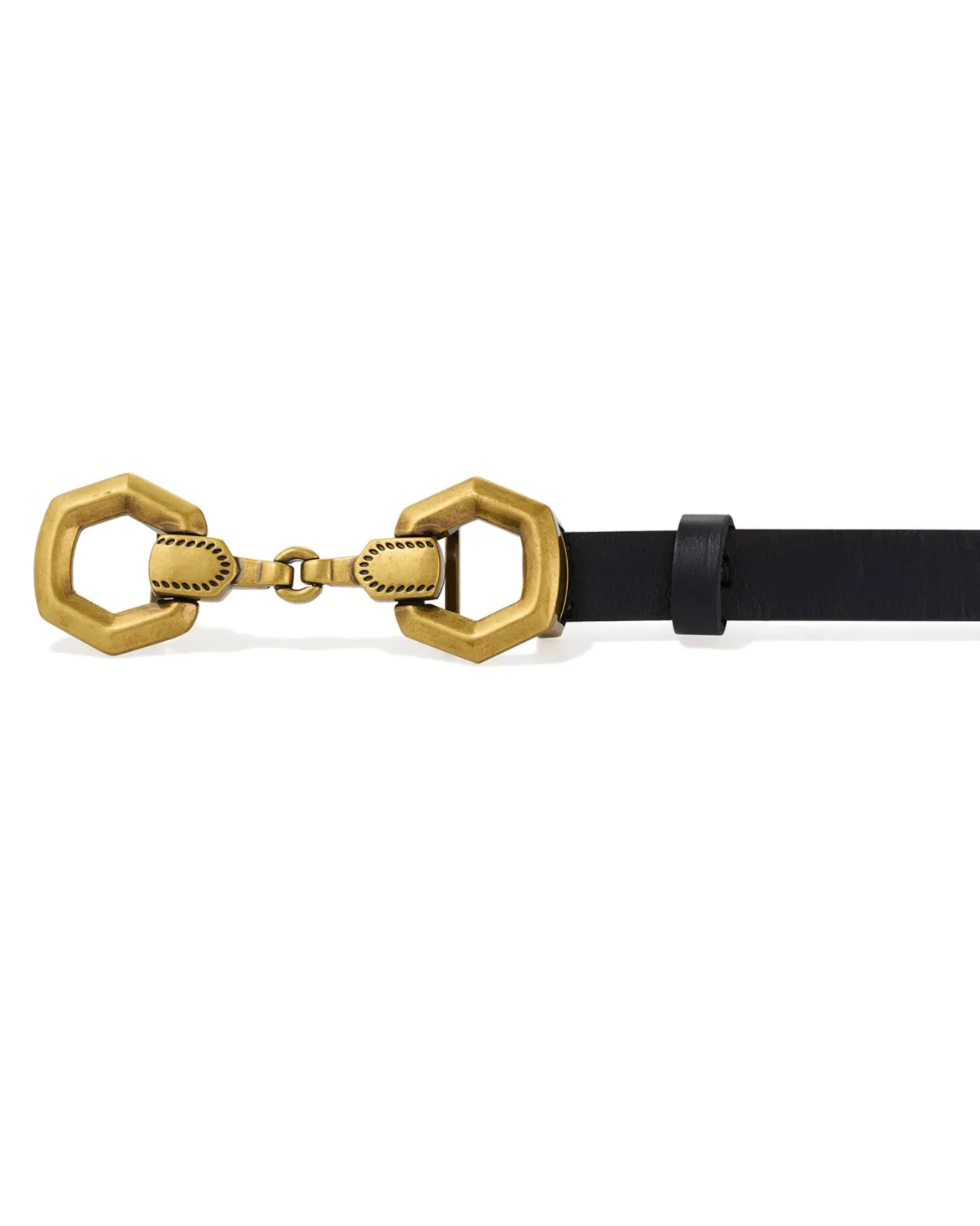 Beau Horse Bit Vintage Gold Belt in Black