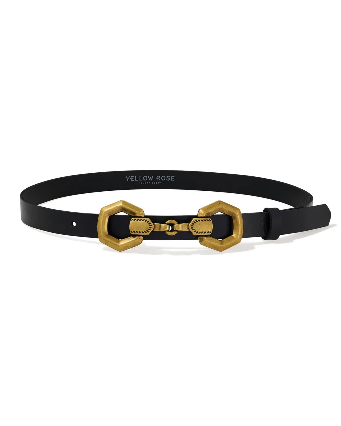 Beau Horse Bit Vintage Gold Belt in Black