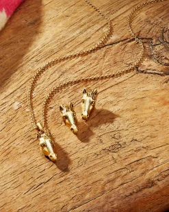 Beau Horse Pendant Necklace in Vintage Gold