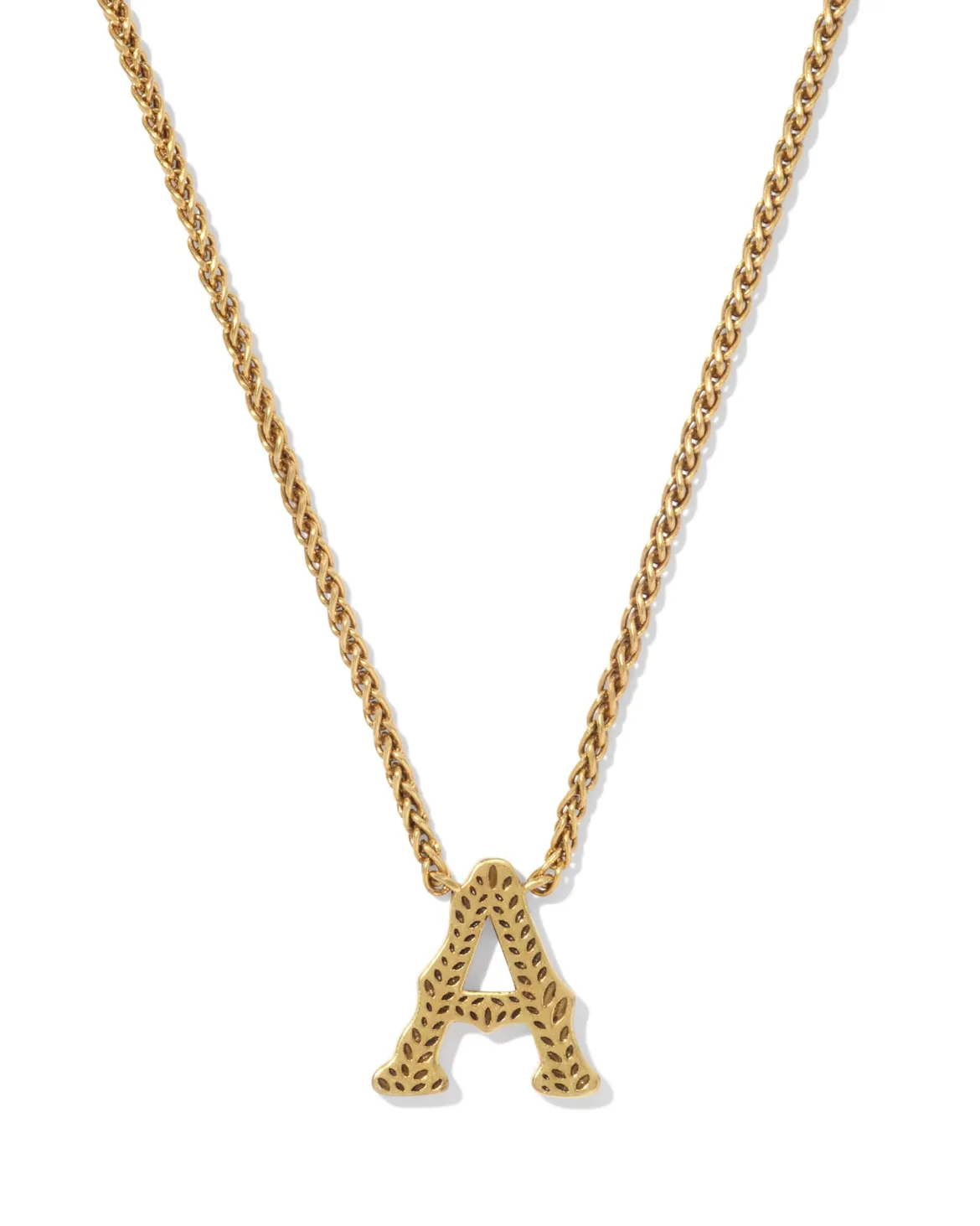 Beau Letter A Pendant Necklace in Vintage Gold
