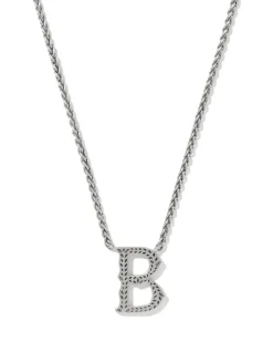 Beau Letter B Pendant Necklace in Vintage Silver