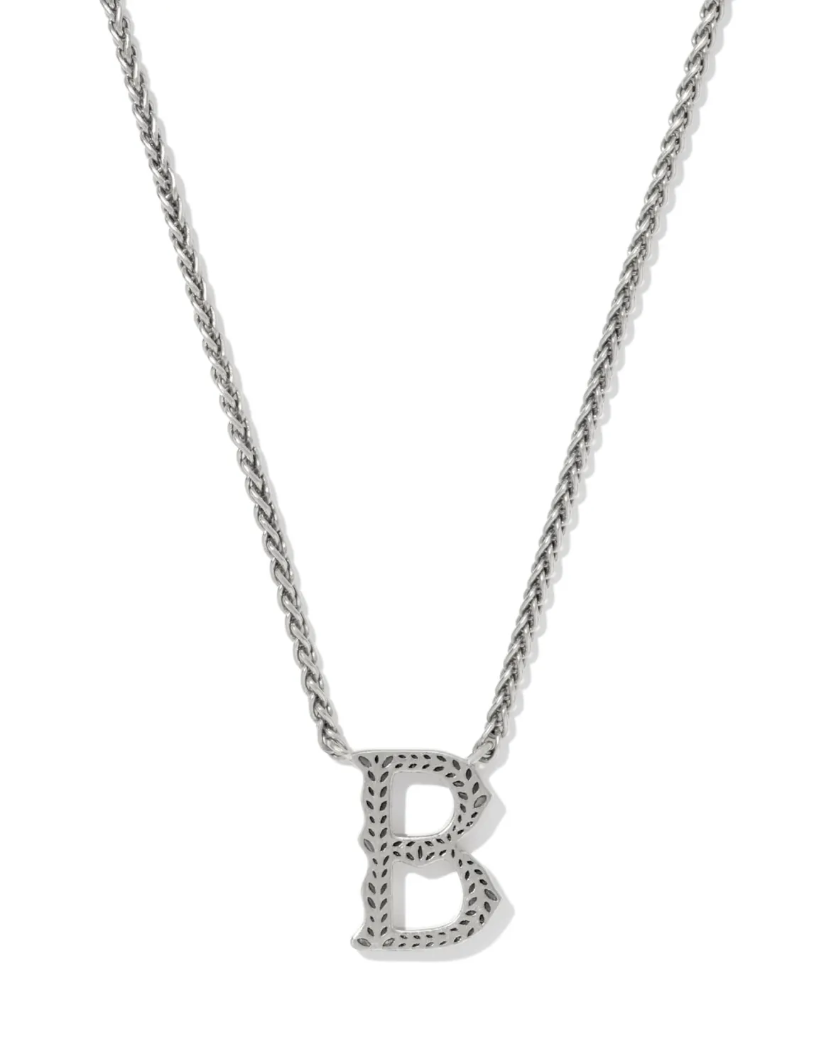 Beau Letter B Pendant Necklace in Vintage Silver