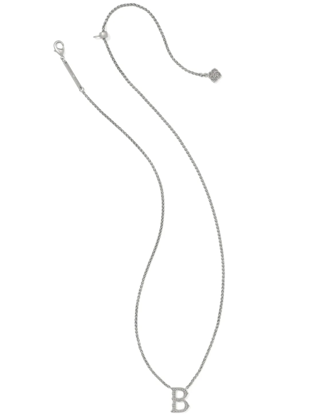 Beau Letter B Pendant Necklace in Vintage Silver