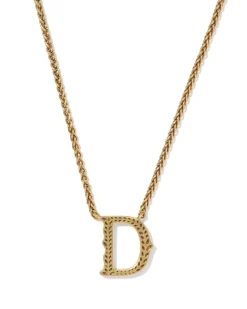 Beau Letter D Pendant Necklace in Vintage Gold