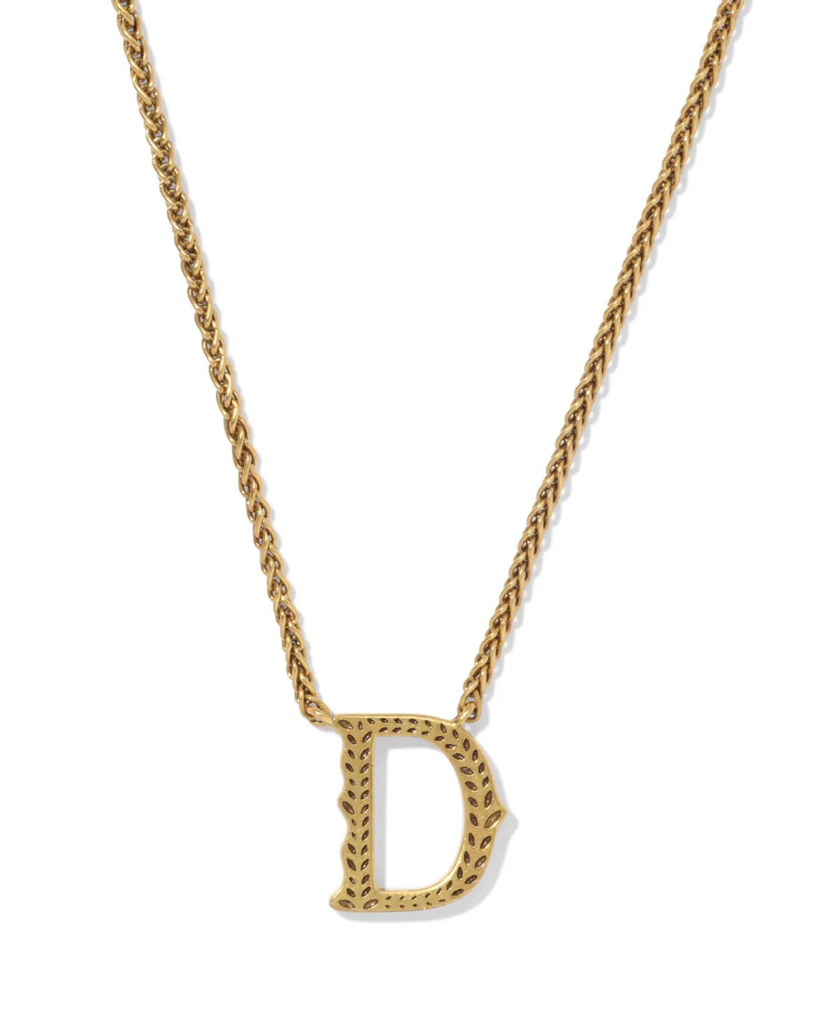 Beau Letter D Pendant Necklace in Vintage Gold
