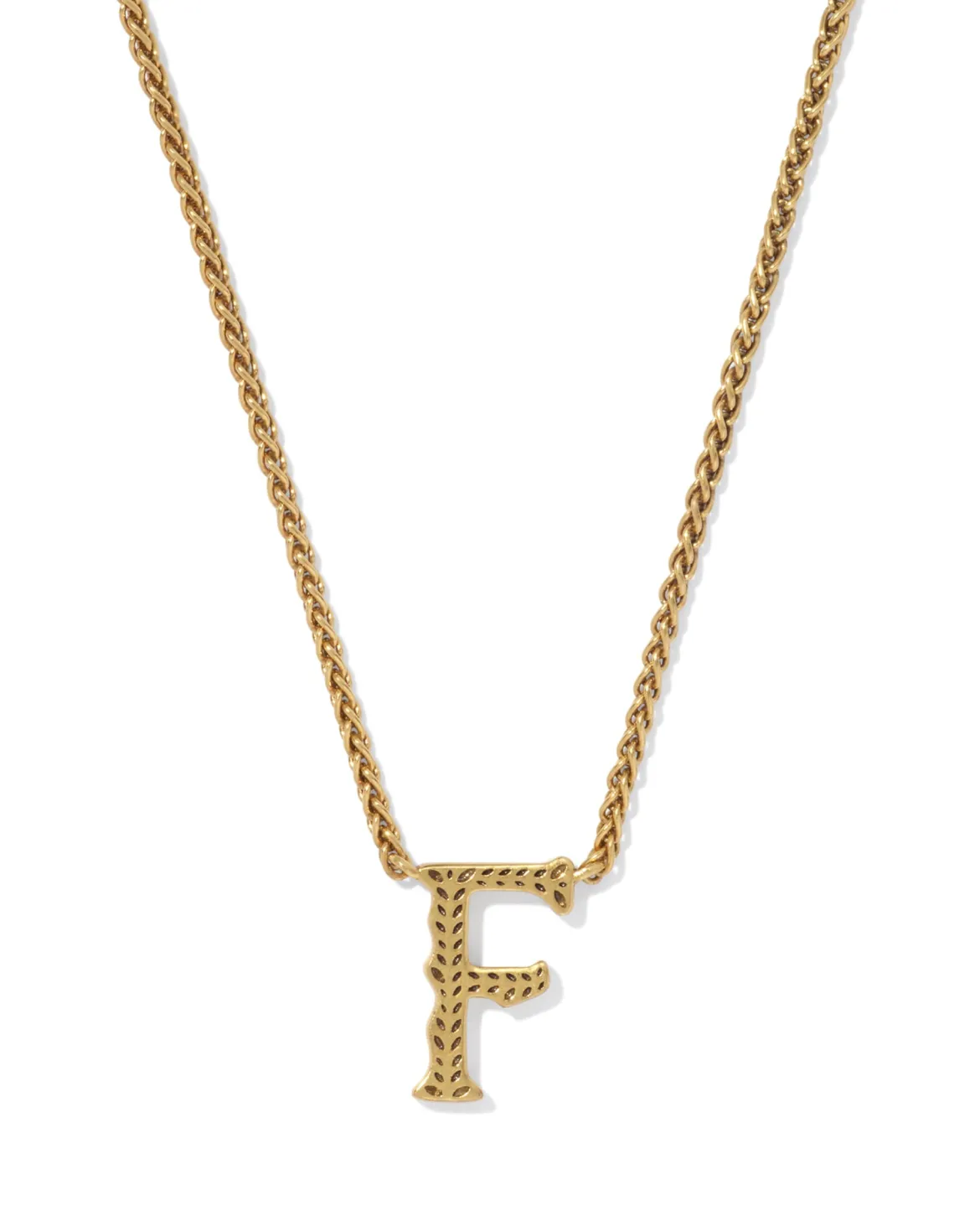 Beau Letter F Pendant Necklace in Vintage Gold