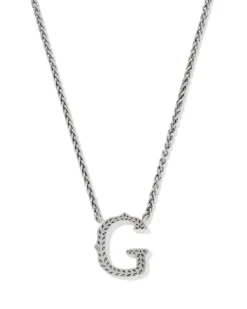 Beau Letter G Pendant Necklace in Vintage Silver