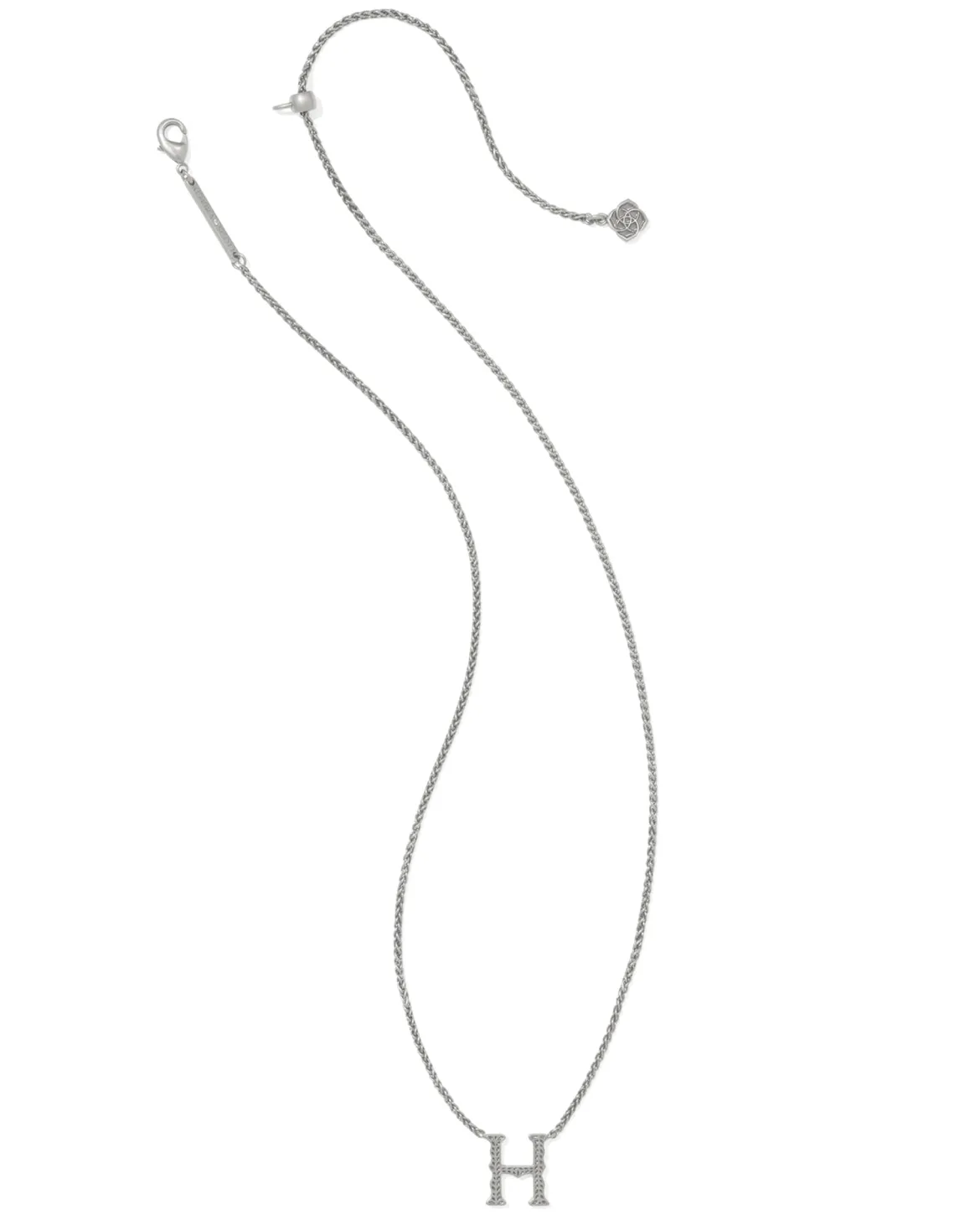 Beau Letter H Pendant Necklace in Vintage Silver