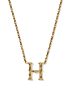 Beau Letter H Pendant Necklace in Vintage Gold