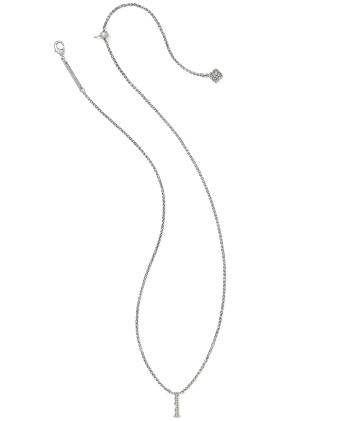 Beau Letter I Pendant Necklace in Vintage Silver