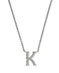Beau Letter K Pendant Necklace in Vintage Silver
