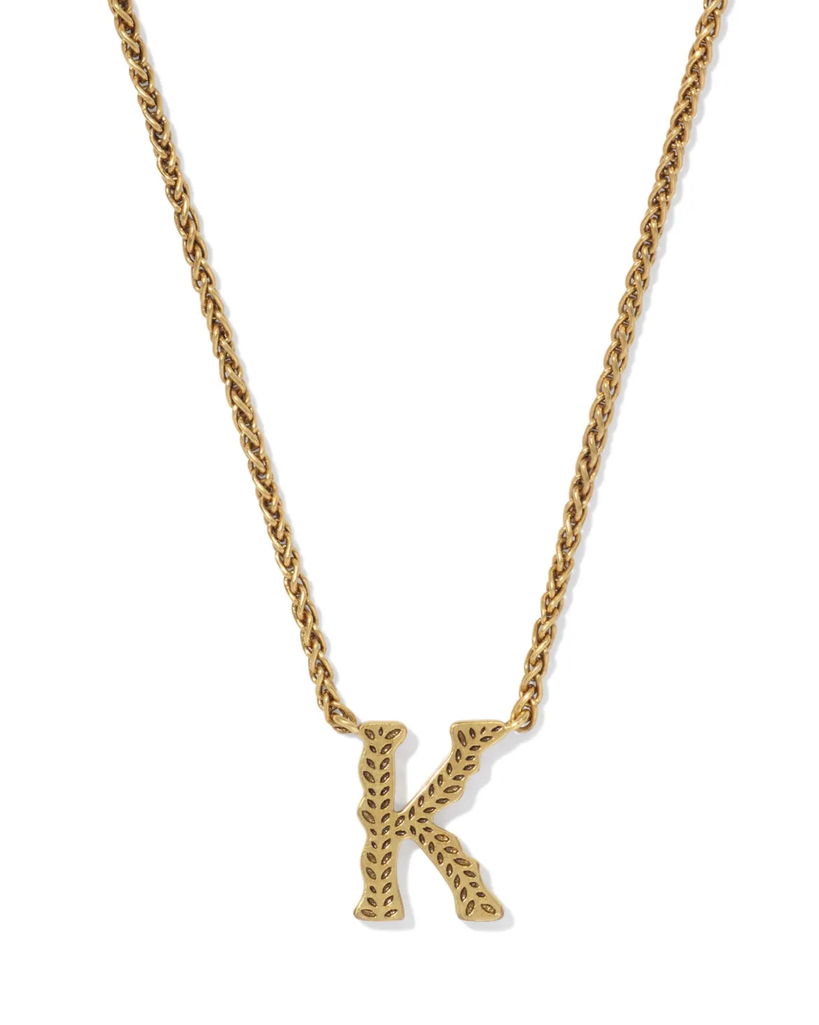 Beau Letter K Pendant Necklace in Vintage Gold