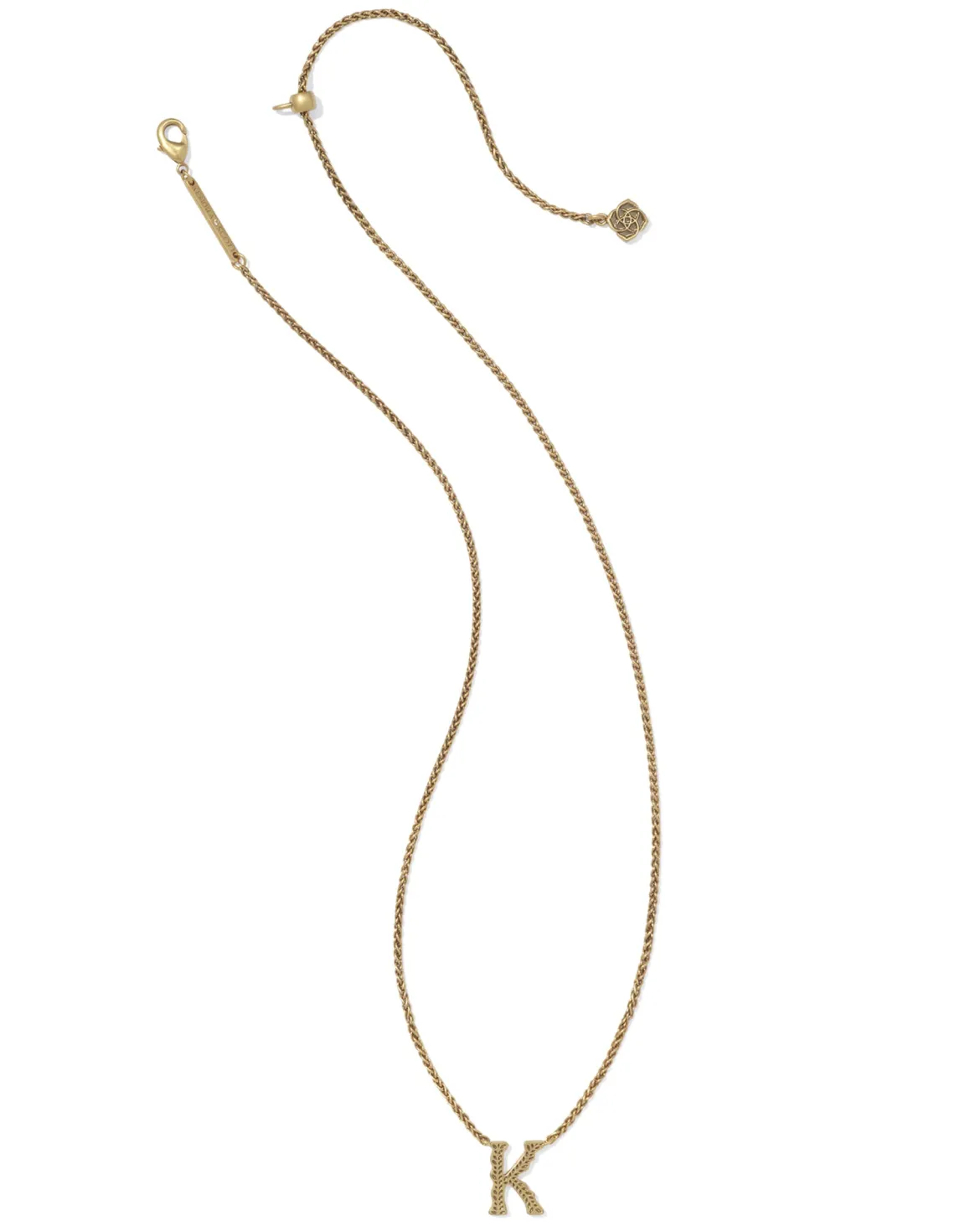 Beau Letter K Pendant Necklace in Vintage Gold