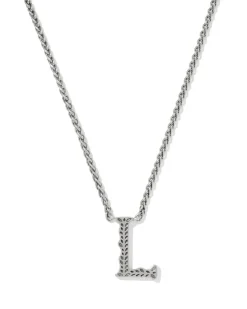 Beau Letter L Pendant Necklace in Vintage Silver