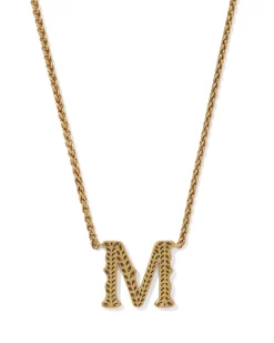 Beau Letter M Pendant Necklace in Vintage Gold