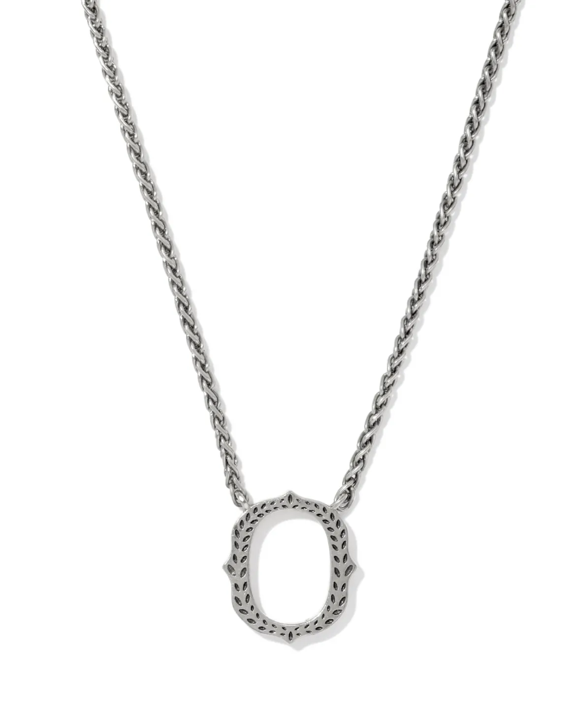 Beau Letter O Pendant Necklace in Vintage Silver