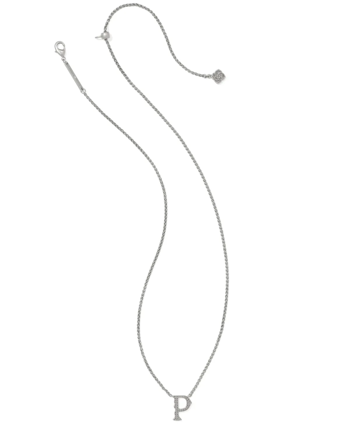 Beau Letter P Pendant Necklace in Vintage Silver