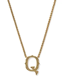 Beau Letter Q Pendant Necklace in Vintage Gold