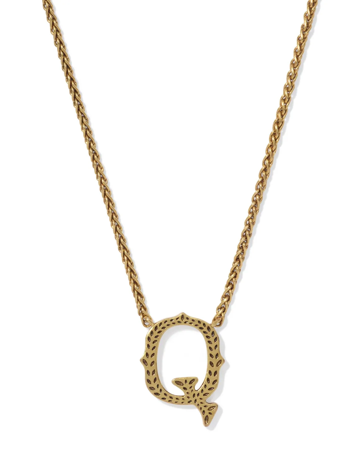 Beau Letter Q Pendant Necklace in Vintage Gold