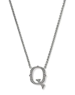 Beau Letter Q Pendant Necklace in Vintage Silver