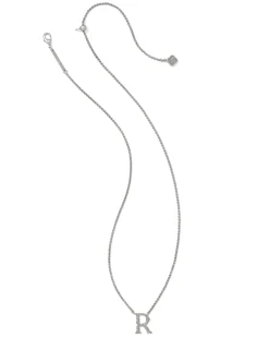 Beau Letter R Pendant Necklace in Vintage Silver